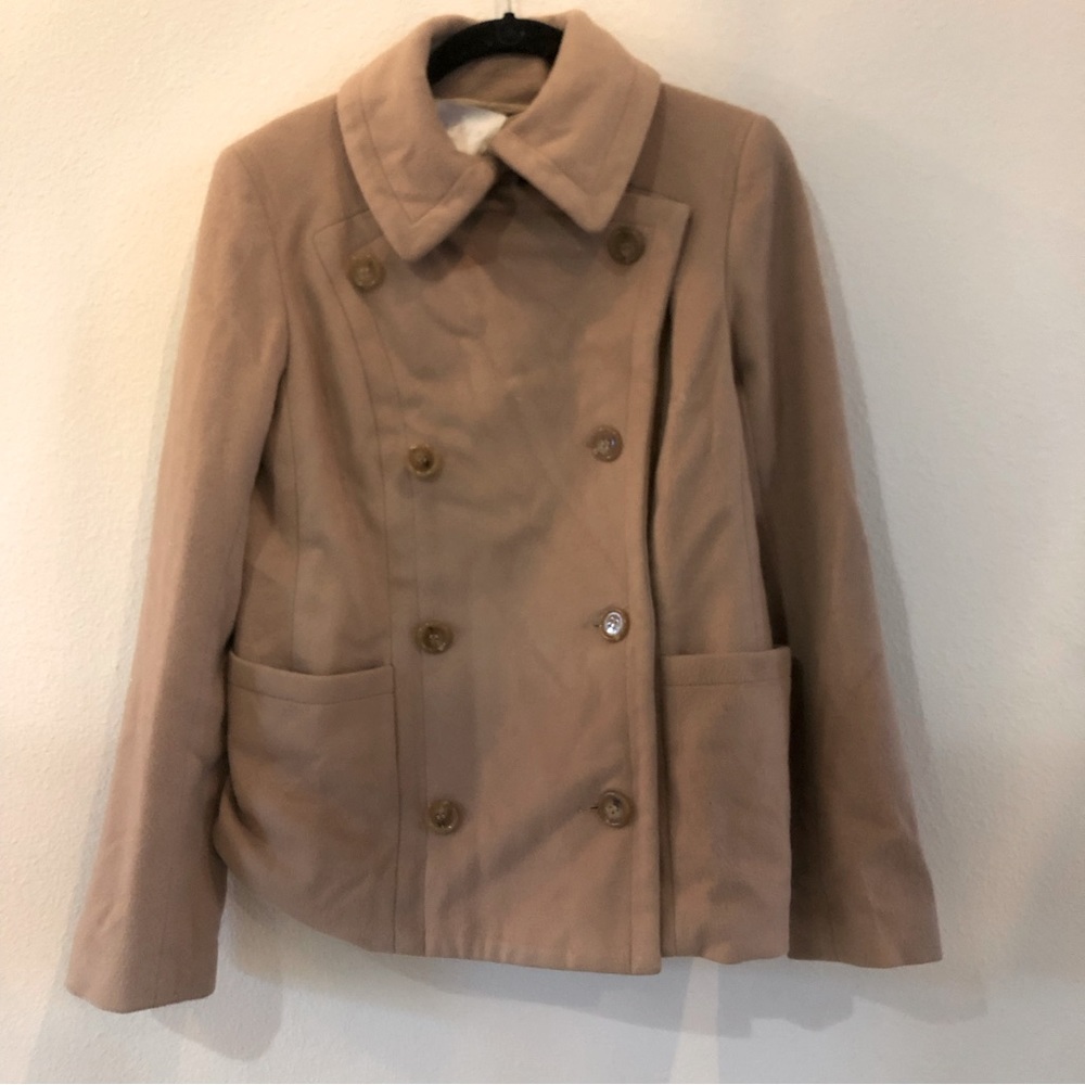 $698 Chaiken Camel Brown Short Oversize Pocket Coat Sz 2